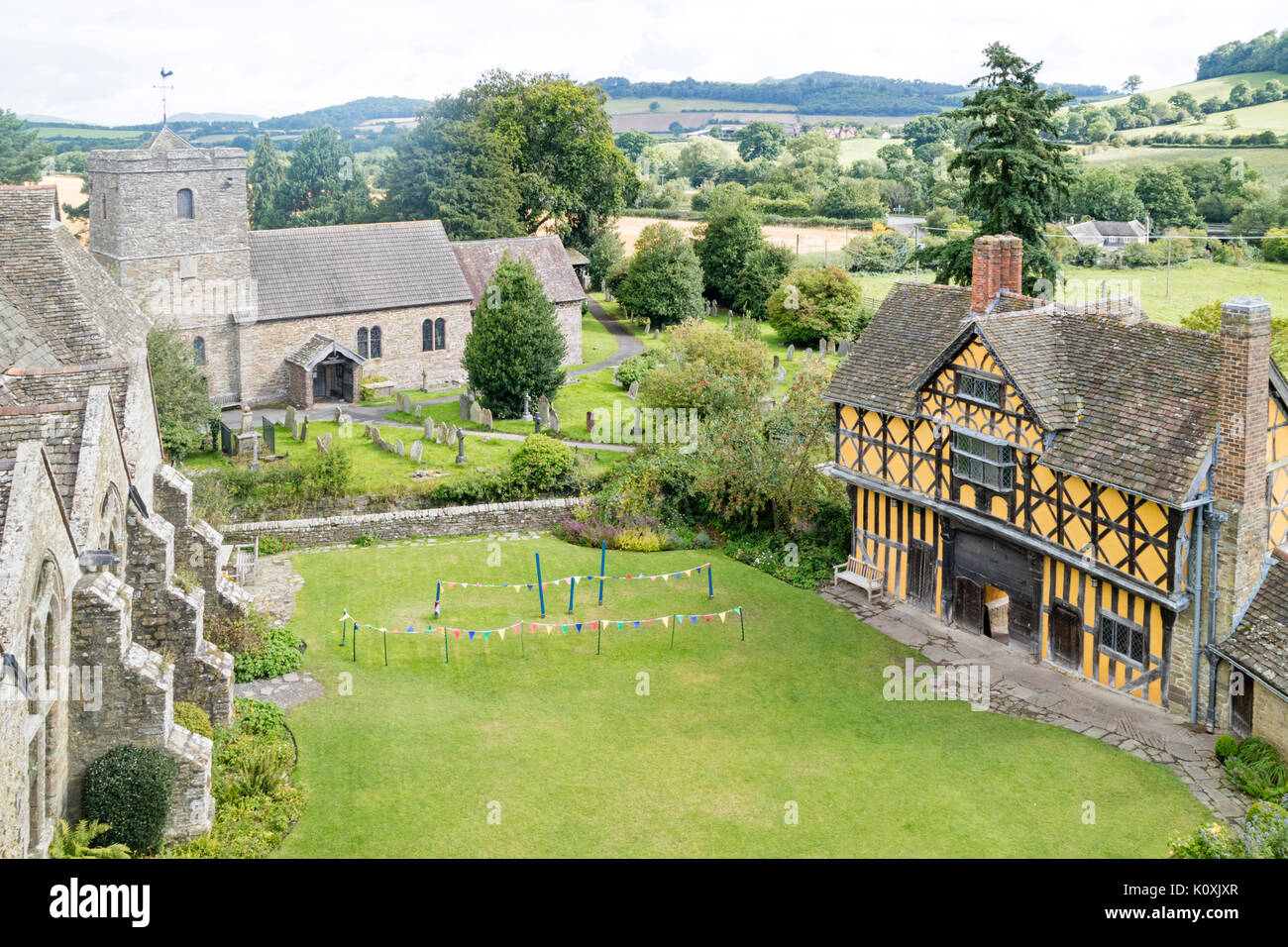 Stokesay Castle a medieval fortified manor houses, Shropshire, England, UK Stock Photo