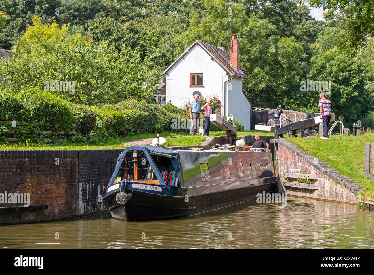 Boating on the Stratford upon Avon Canal at Kingswood Junction, Lapworth, Warwickshire, England, UK Stock Photo