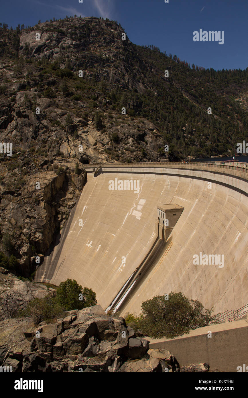 View of the front of O'Shaughnessy Dam, Hetch Hetchy, CA Stock Photo