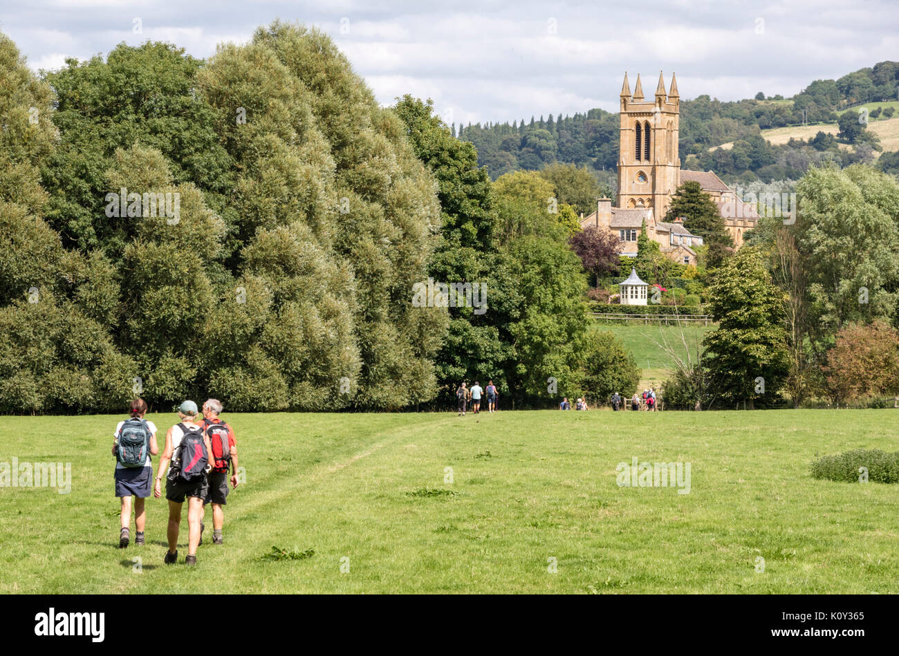 Walking the Cotswold Way near Broadway, the Cotswolds, Worcestershire