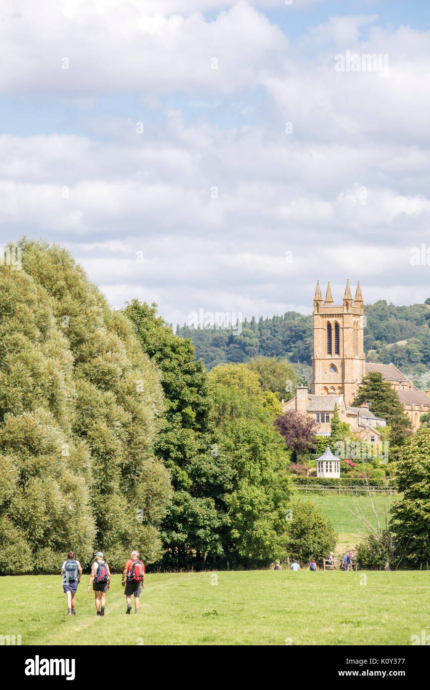 Walking the Cotswold Way near Broadway, the Cotswolds, Worcestershire