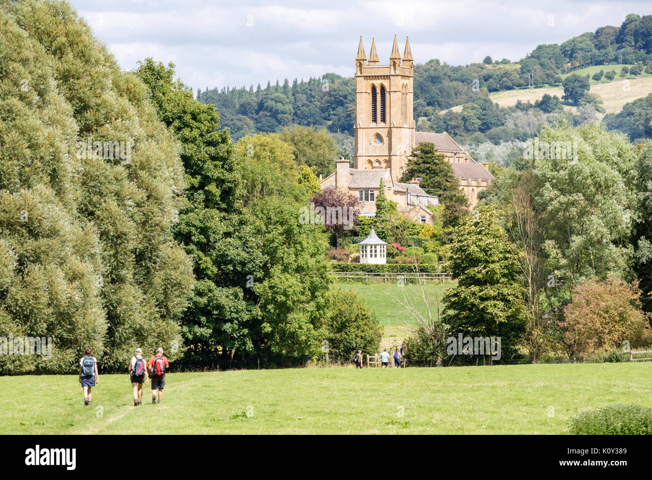 Walking the Cotswold Way near Broadway, the Cotswolds, Worcestershire, England, UK Stock Photo