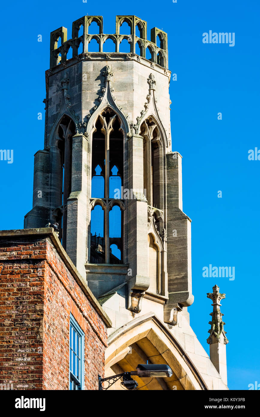 The Tower of St Helen Stonegate medieval church in York. Founded around 1000 years ago and is one of the many small churches in the city. Stock Photo