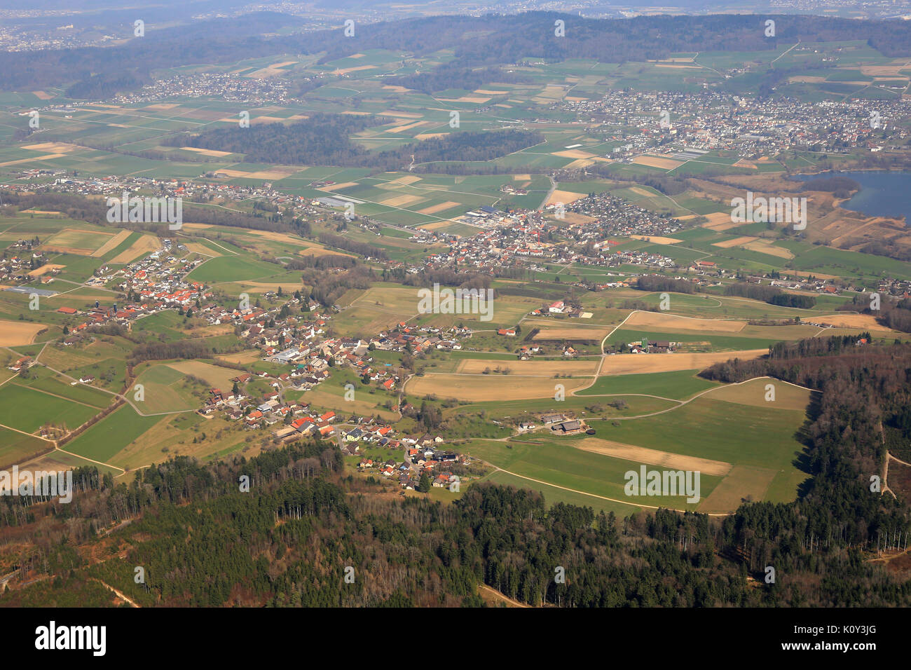 Leutwil Boniswil Hallwil Seengen Canton Aargau Switzerland aerial view photography photo Stock Photo