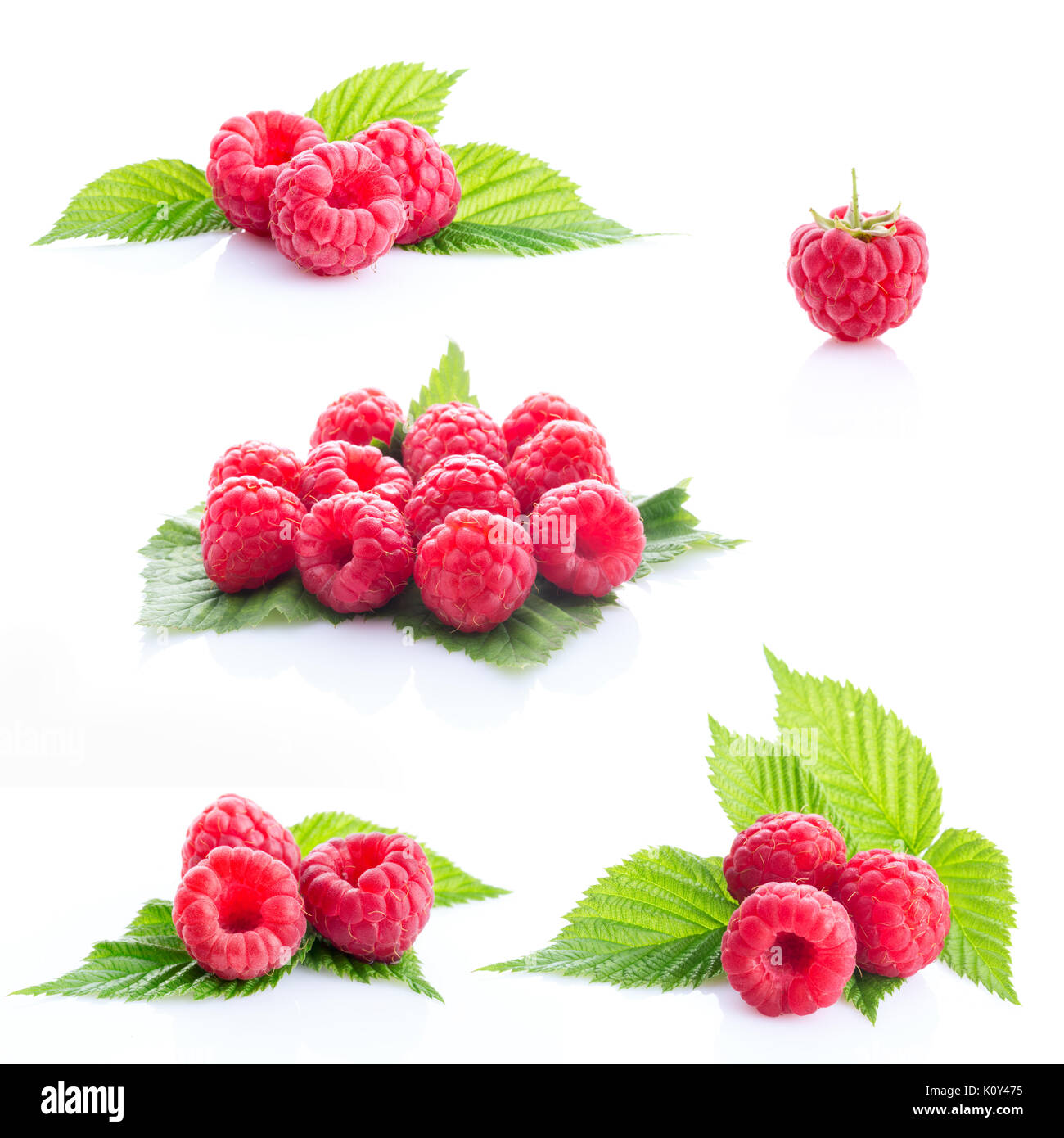 collage fresh raspberry isolated on white background Stock Photo - Alamy