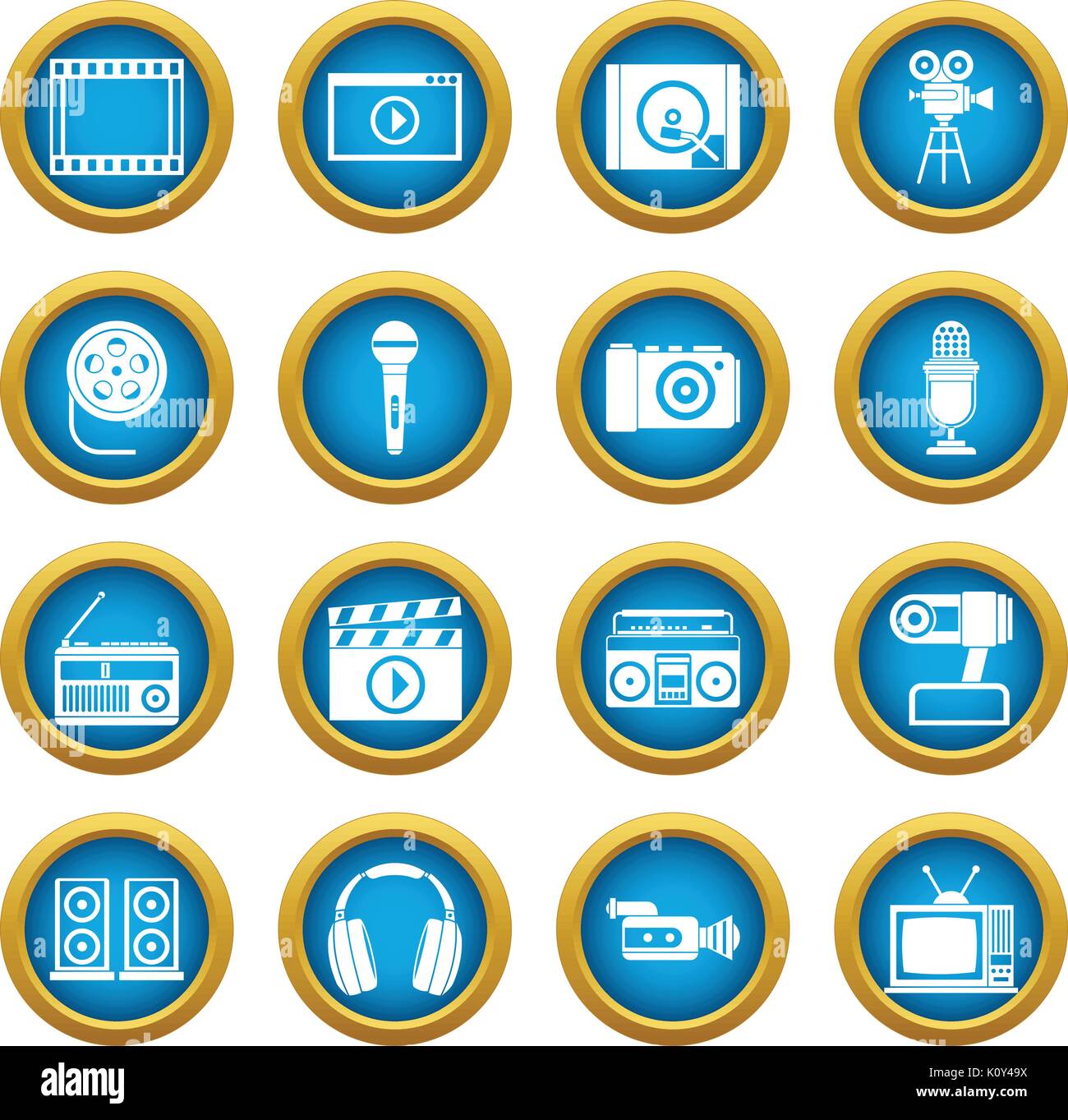 Audio and video icons blue circle set Stock Vector Image & Art - Alamy