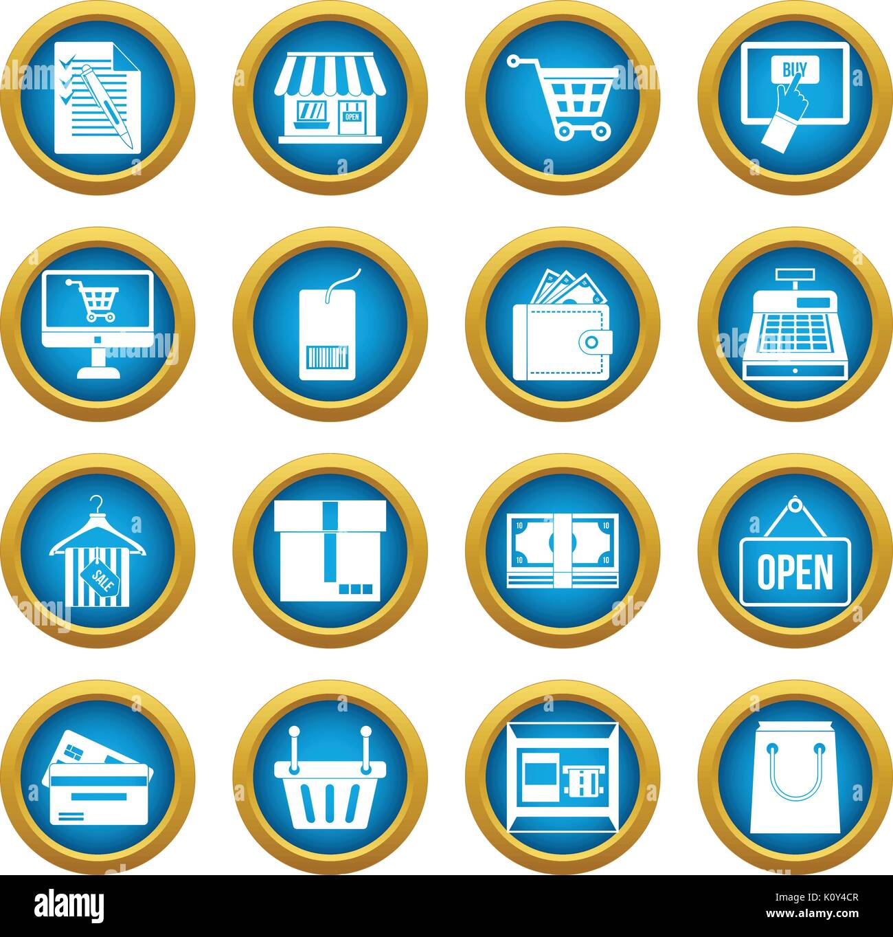 Shopping icons blue circle set Stock Vector Image & Art - Alamy