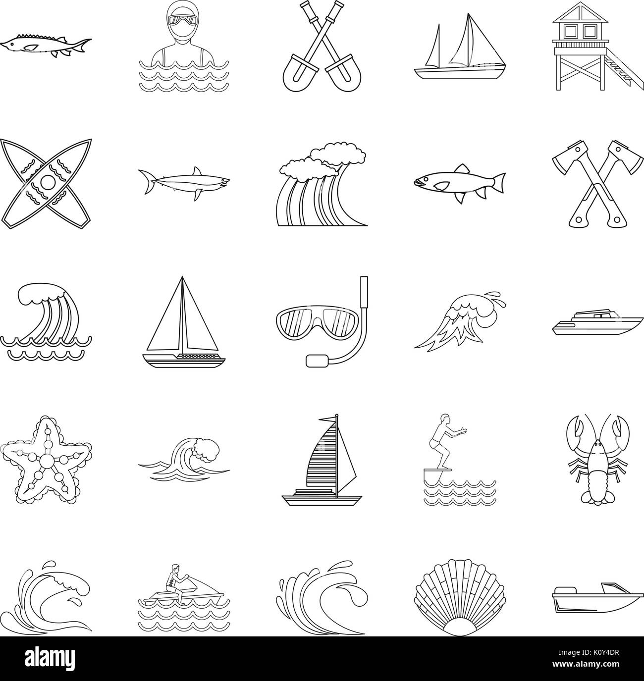 Fishing icons set, outline style Stock Vector Image & Art - Alamy