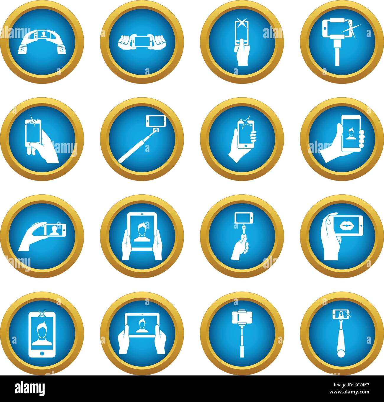 Selfie icons blue circle set Stock Vector Image & Art - Alamy