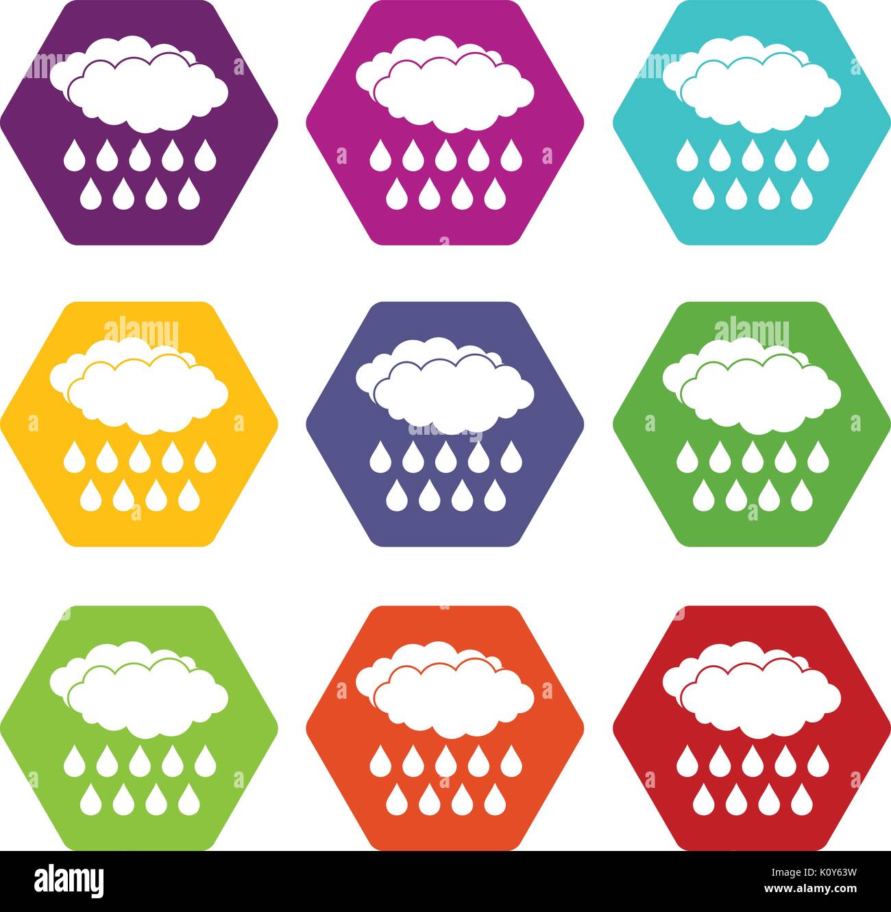 Rain icon set color hexahedron Stock Vector Image & Art - Alamy