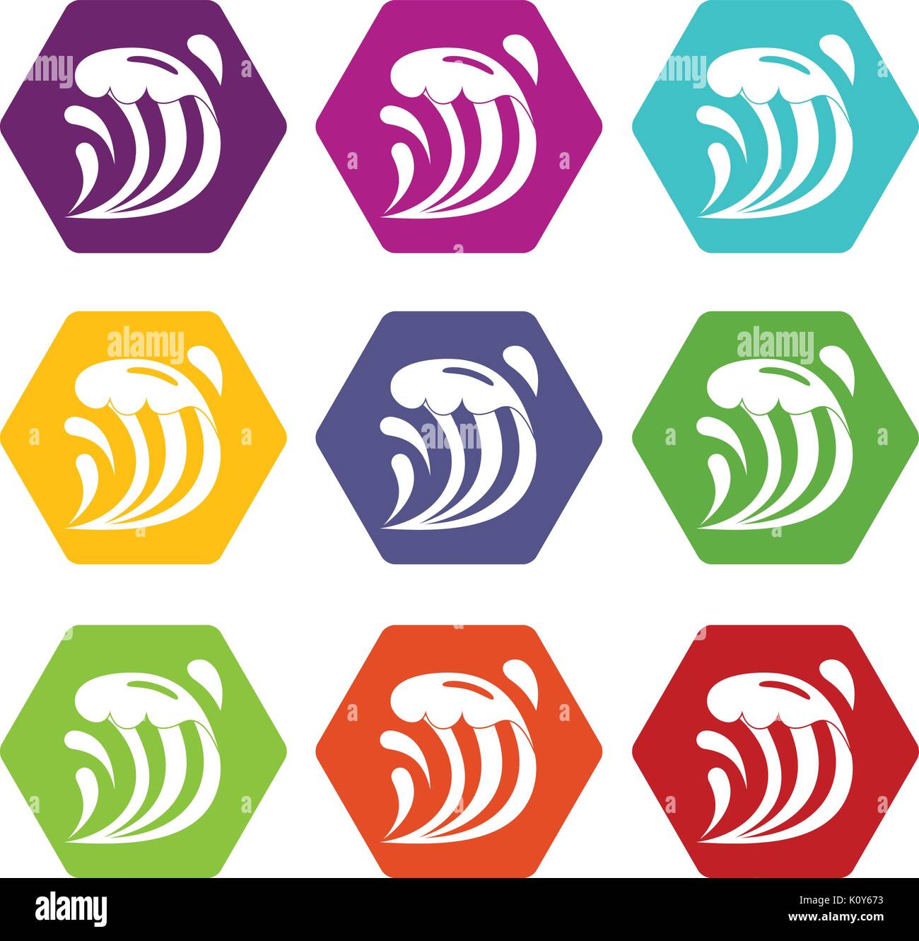 Wave icon set color hexahedron Stock Vector Image & Art - Alamy