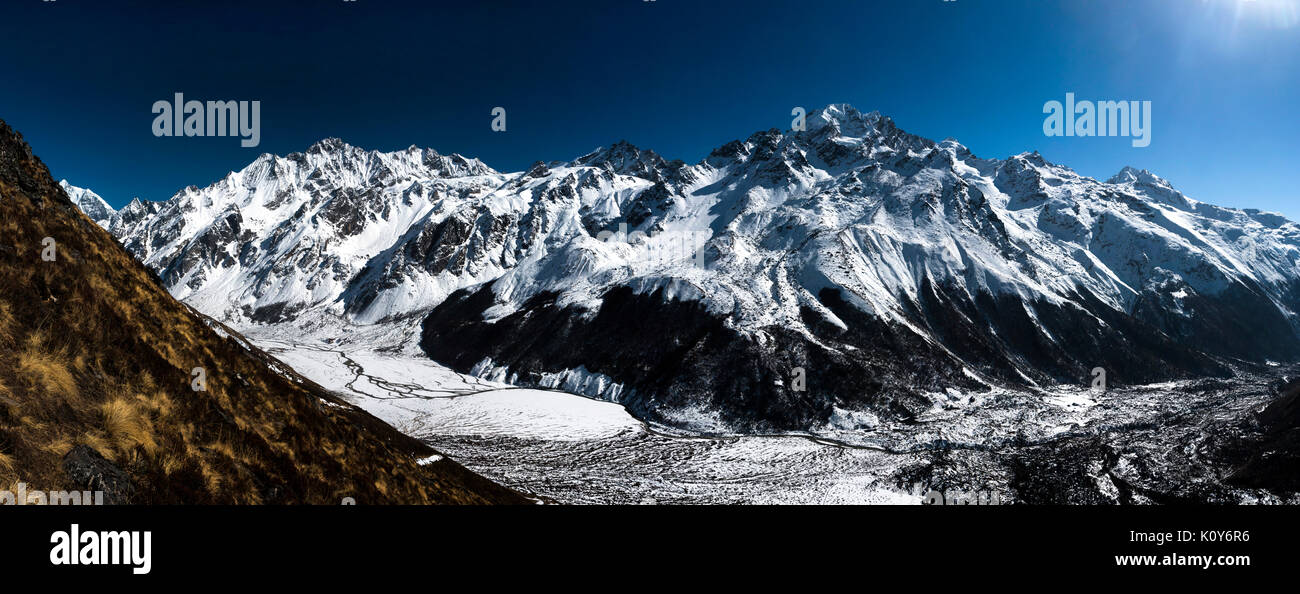 Baden-Powell Peak and Kangja Chuli, Langtang Valley, Rasuwa, Nepal Stock Photo