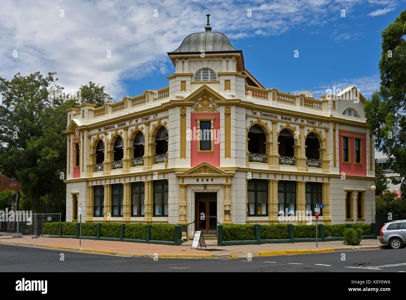 the Commercial Bank Building built in 1910 - now the Western Plains Gallery corner of Albert and Frome Streets Moree, new south wales, australia Stock Photo
