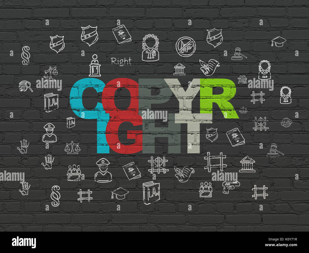 Law concept: Copyright on wall background Stock Photo - Alamy