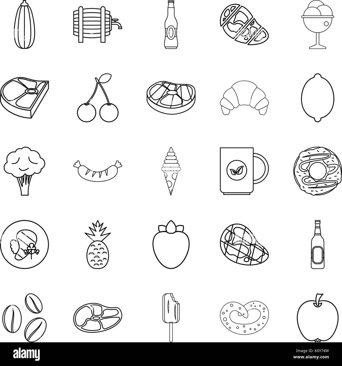 Restaurant icons set, outline style Stock Vector Image & Art - Alamy