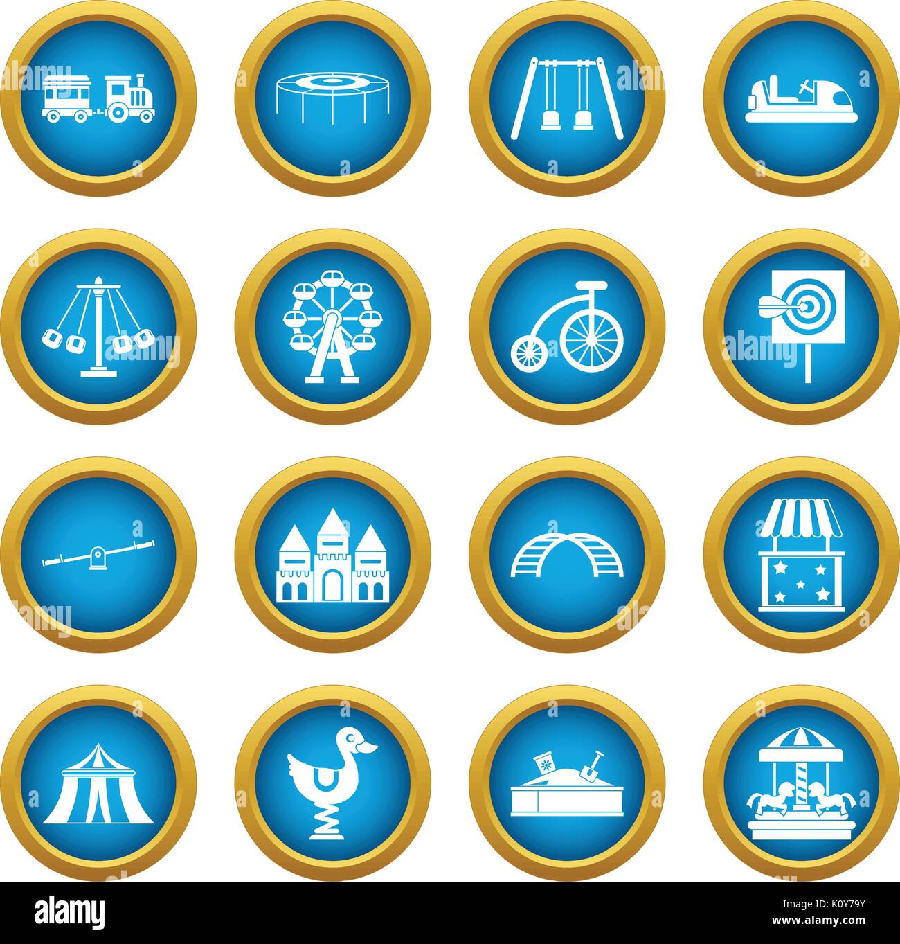Amusement park icons blue circle set Stock Vector Image & Art - Alamy