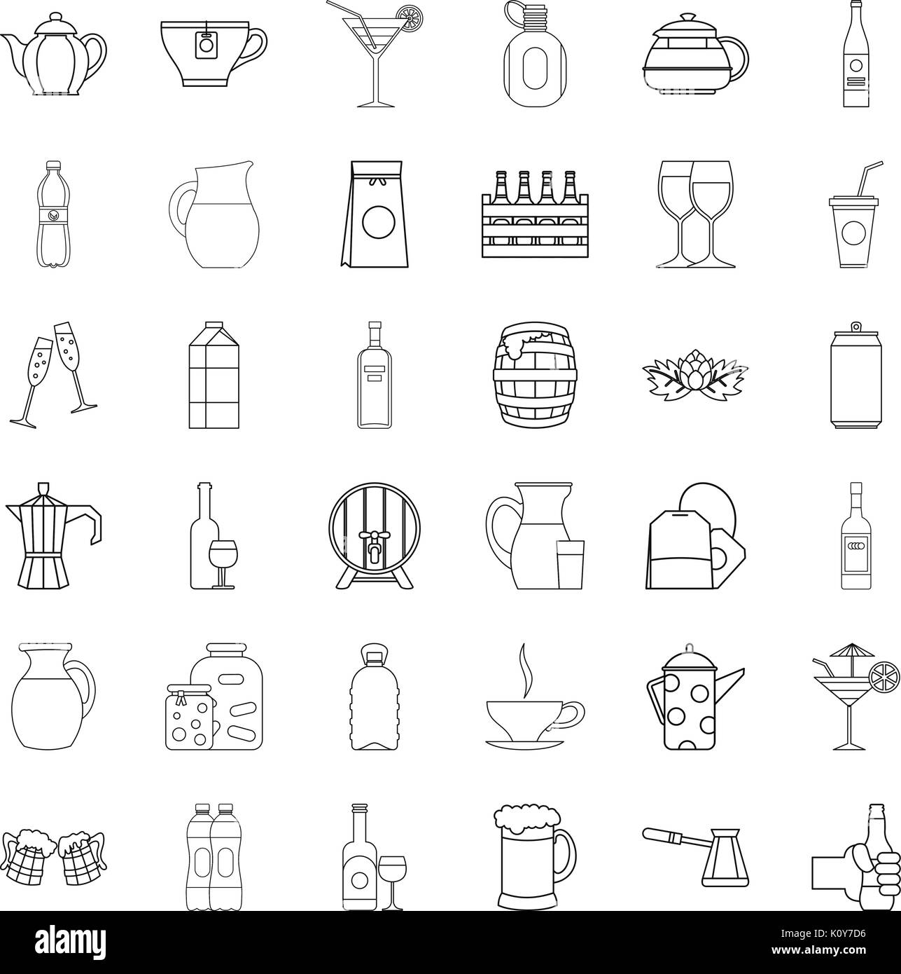 Drink Icons Set Outline Style Stock Vector Image And Art Alamy