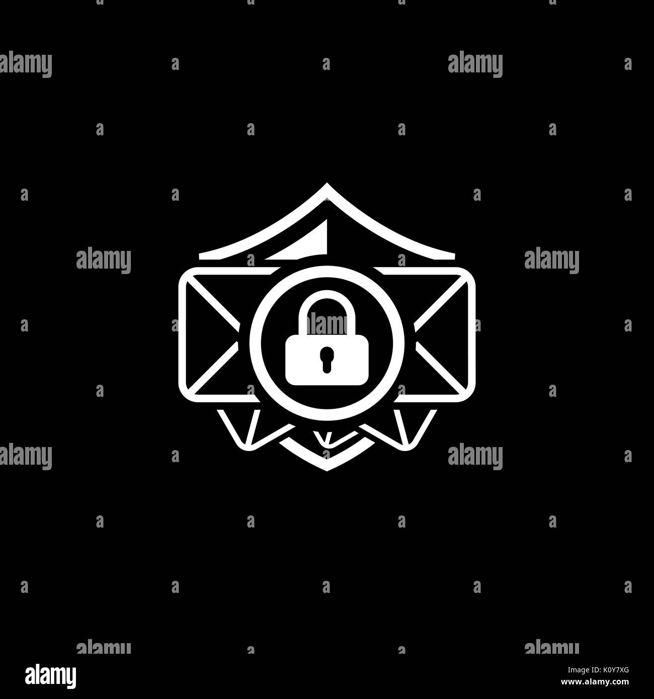Email Security Icon. Flat Design. Stock Vector