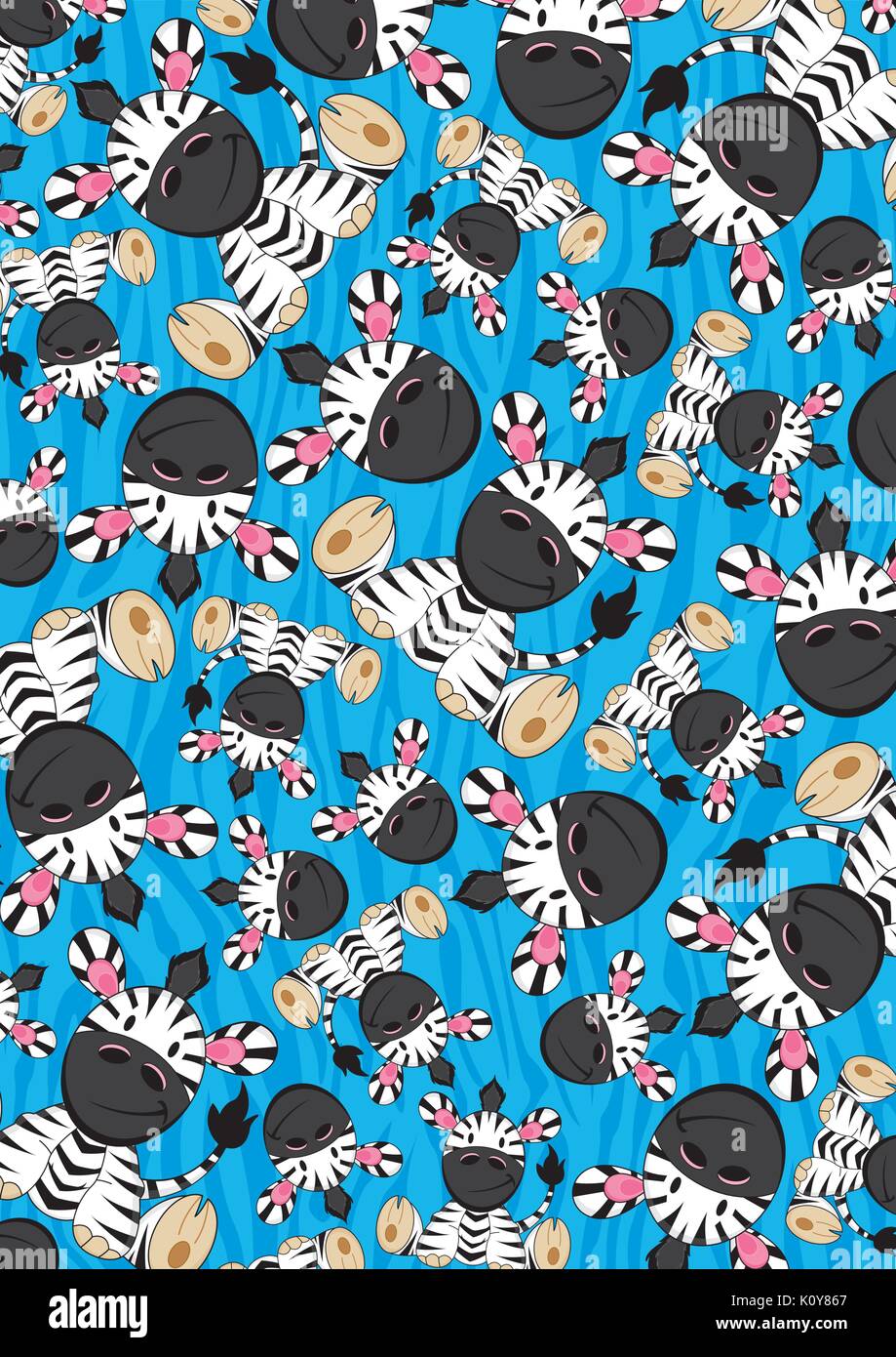 Cute Cartoon Zebra Character Pattern Vector Illustration Stock Vector ...