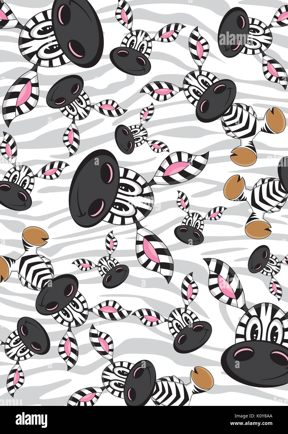 Cute Cartoon Zebra Character Pattern Vector Illustration Stock Vector ...