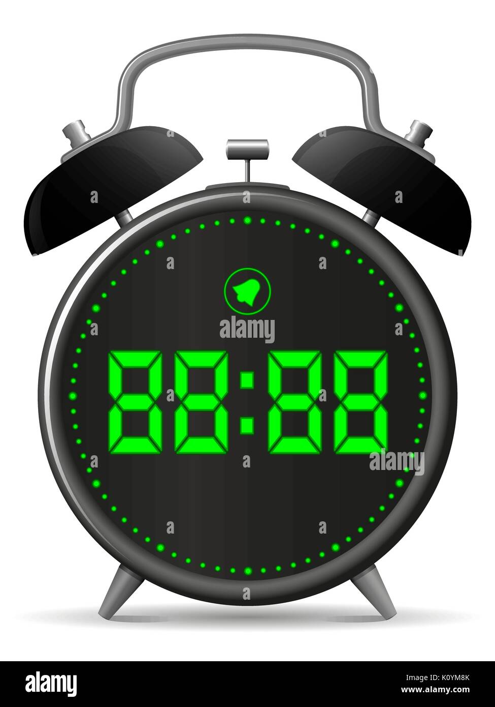 Classic alarm clock with digital display illustration Stock Vector