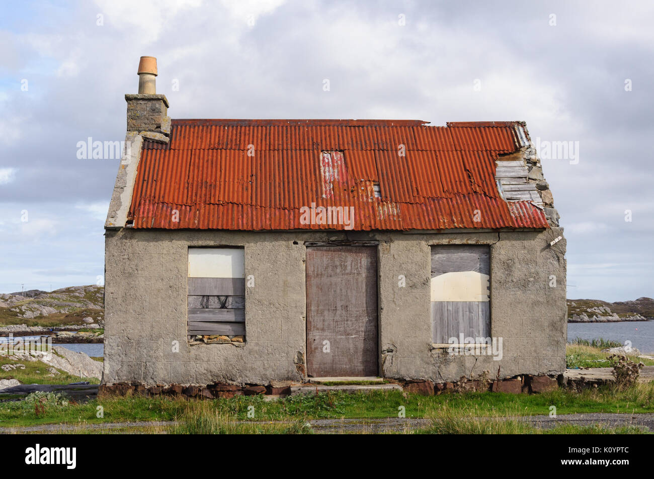 House Ruin at the side of a loch on the Island of Harris, Scotland, UK