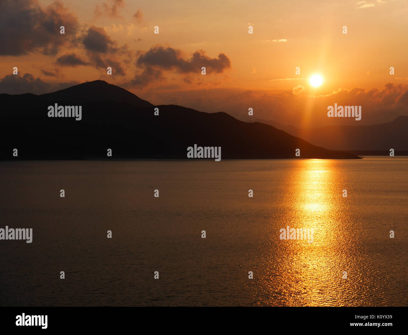 Sunset at High Island Reservoir (Lake), Sai Kung, Hong Kong Stock Photo