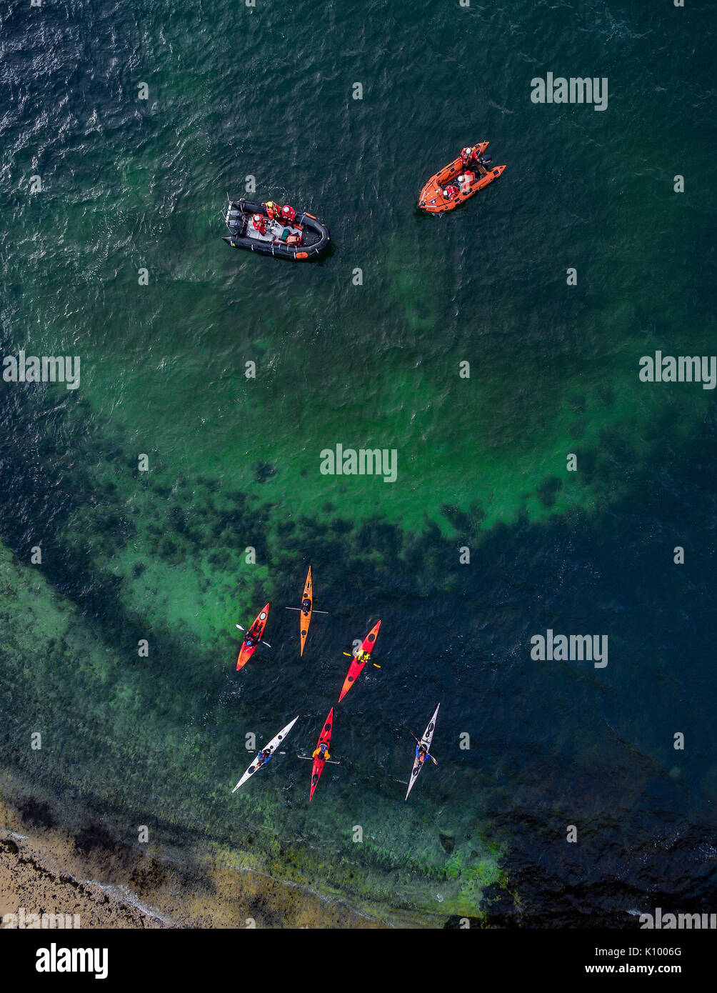 Rafts and Kayaks, Sea Swimming competition, Reykjavik, Iceland Stock Photo