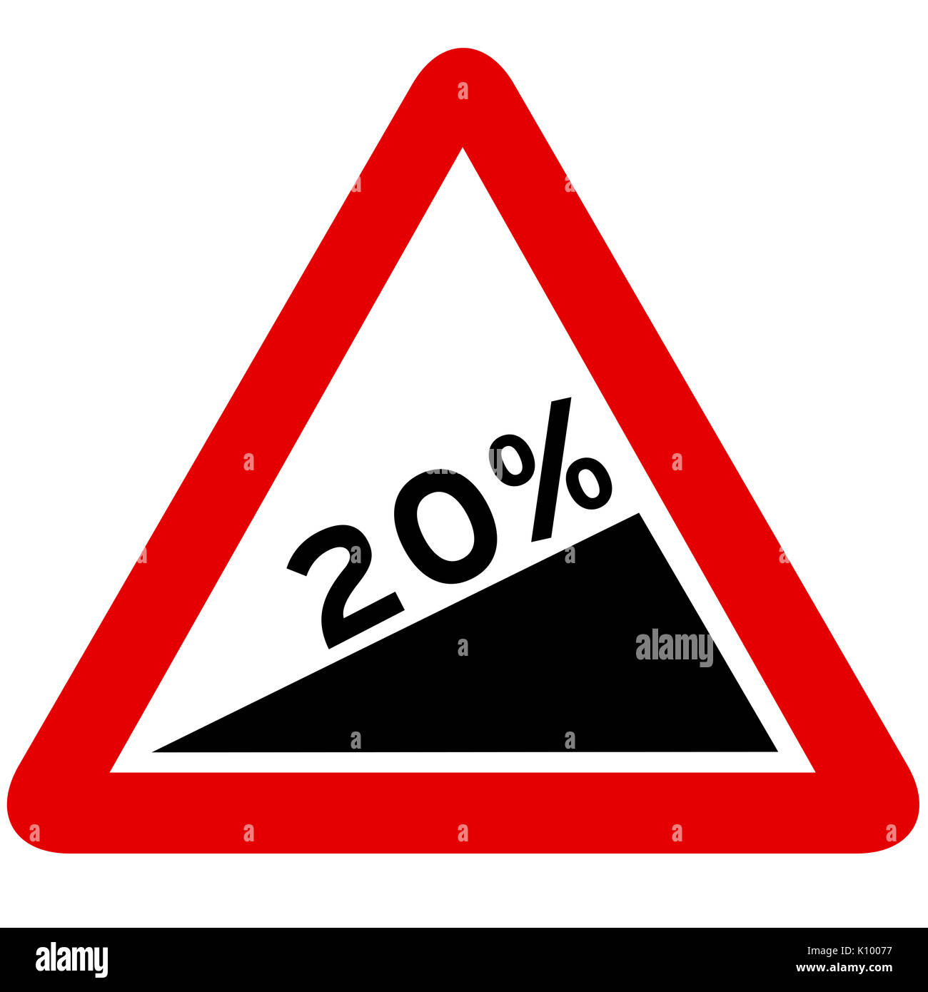 Steep hill upwards road sign on white background Stock Photo Alamy