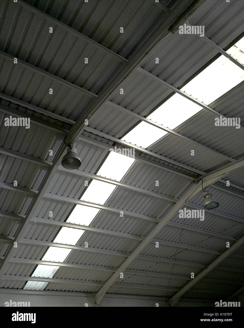 Roof with skylights in industrial building Stock Photo Alamy