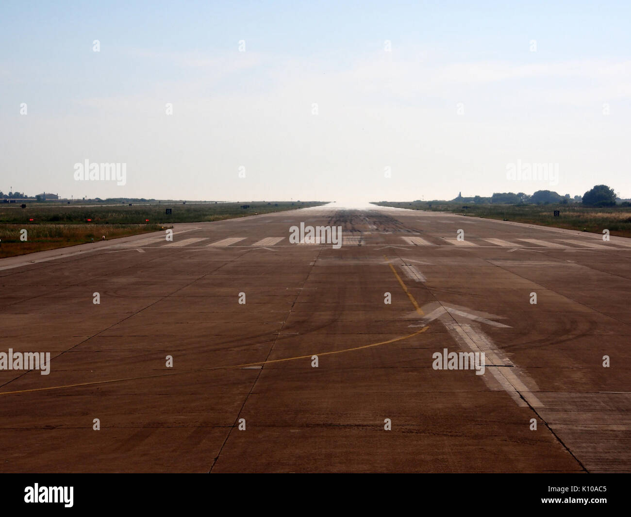 Aktion National Airport, runway 25R Stock Photo