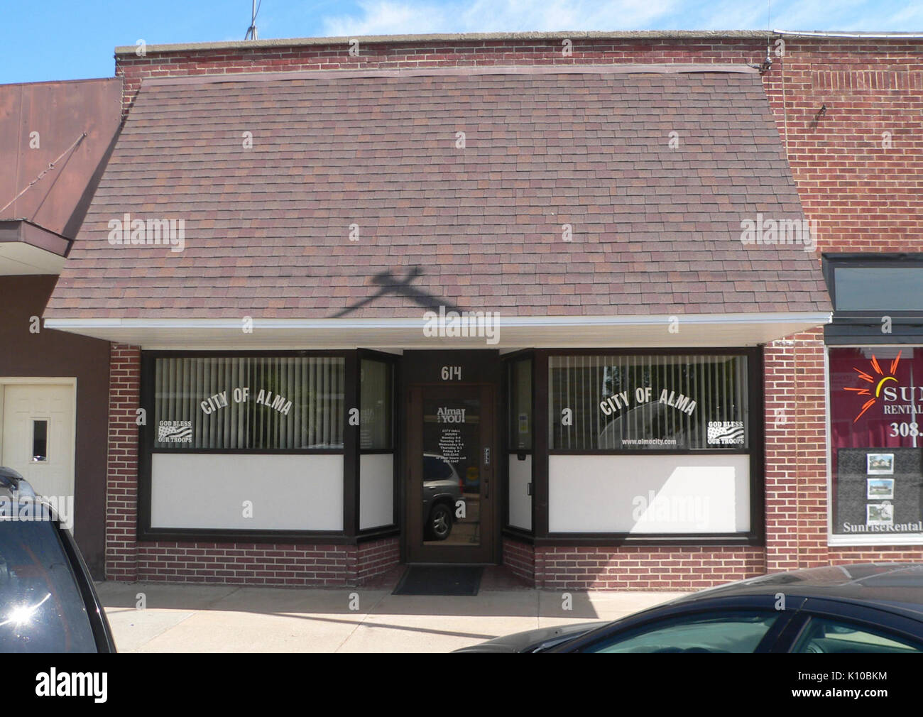 Alma, Nebraska city hall from S 1 Stock Photo Alamy