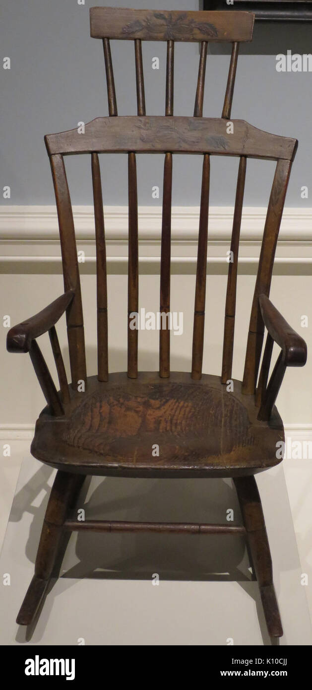 American child's comb back Windsor rocking chair with painted decorations, c. 1800 10, Dayton Art Institute Stock Photo