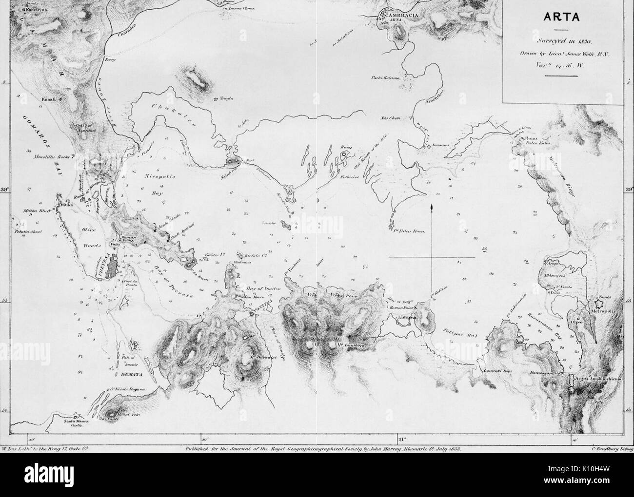 Ambracian Gulf,1830 Stock Photo