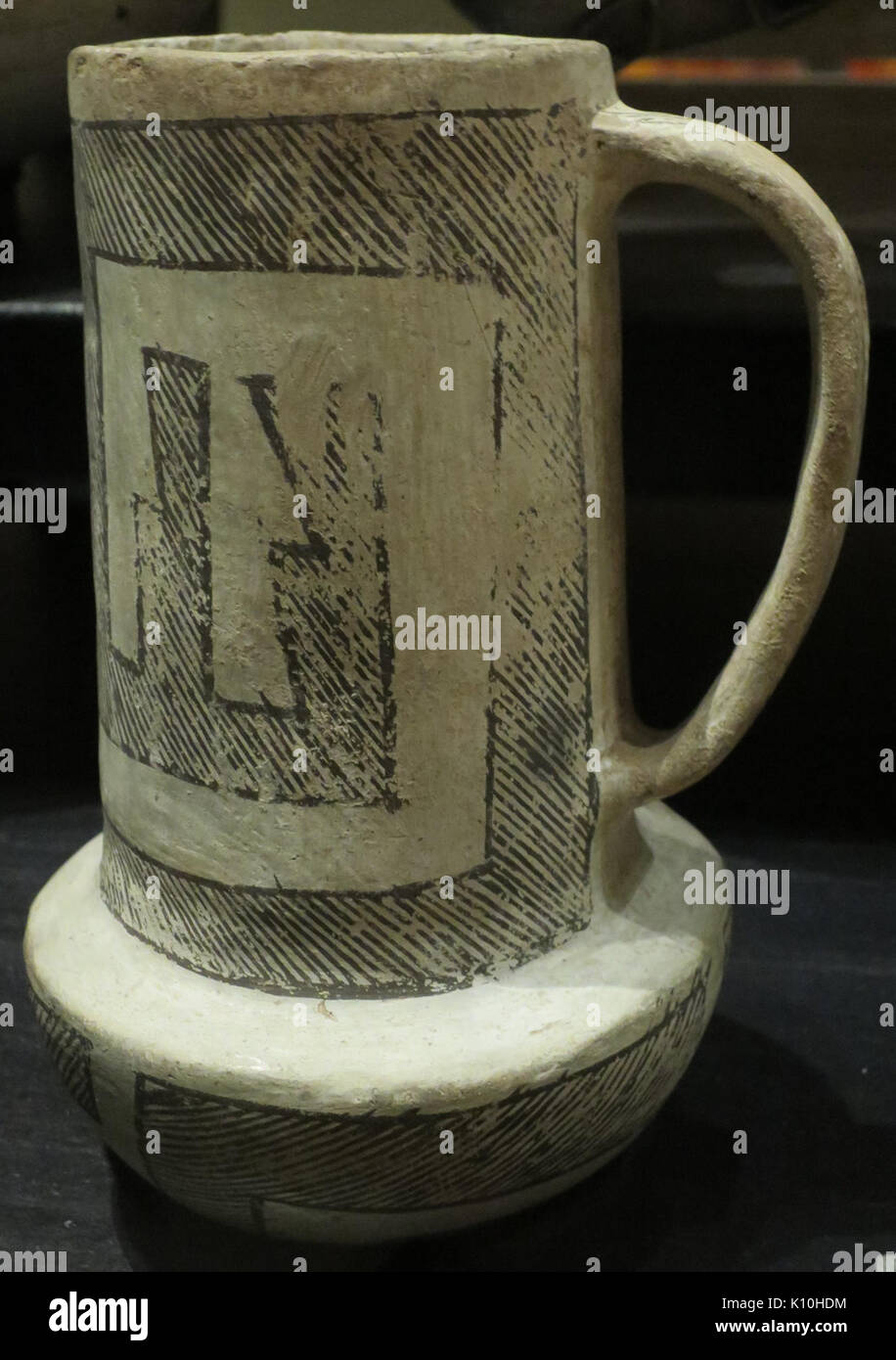 Ancestral Pueblo, Chaco black on white pitcher, 1050 1150 CE, Heard Museum Stock Photo
