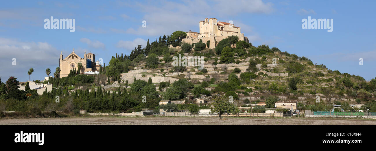 Majorca Mallorca Arta Balearic Islands church panorama panoramic Spain travel Stock Photo