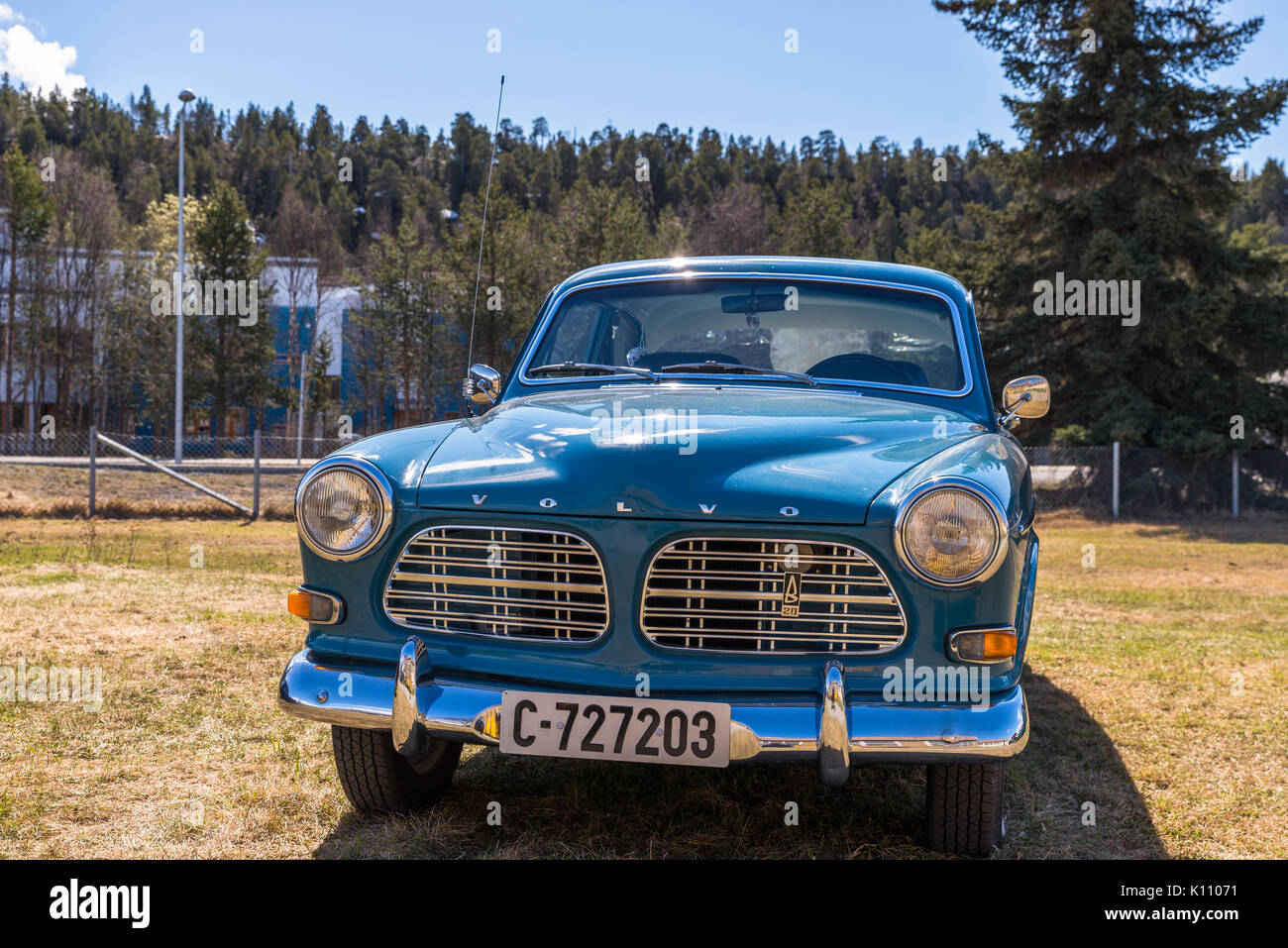 Blue, Volvo, old, classic, car, Stock Photo