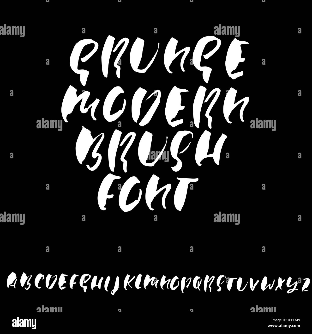 Hand drawn dry brush font. Modern brush lettering. Grunge style ...