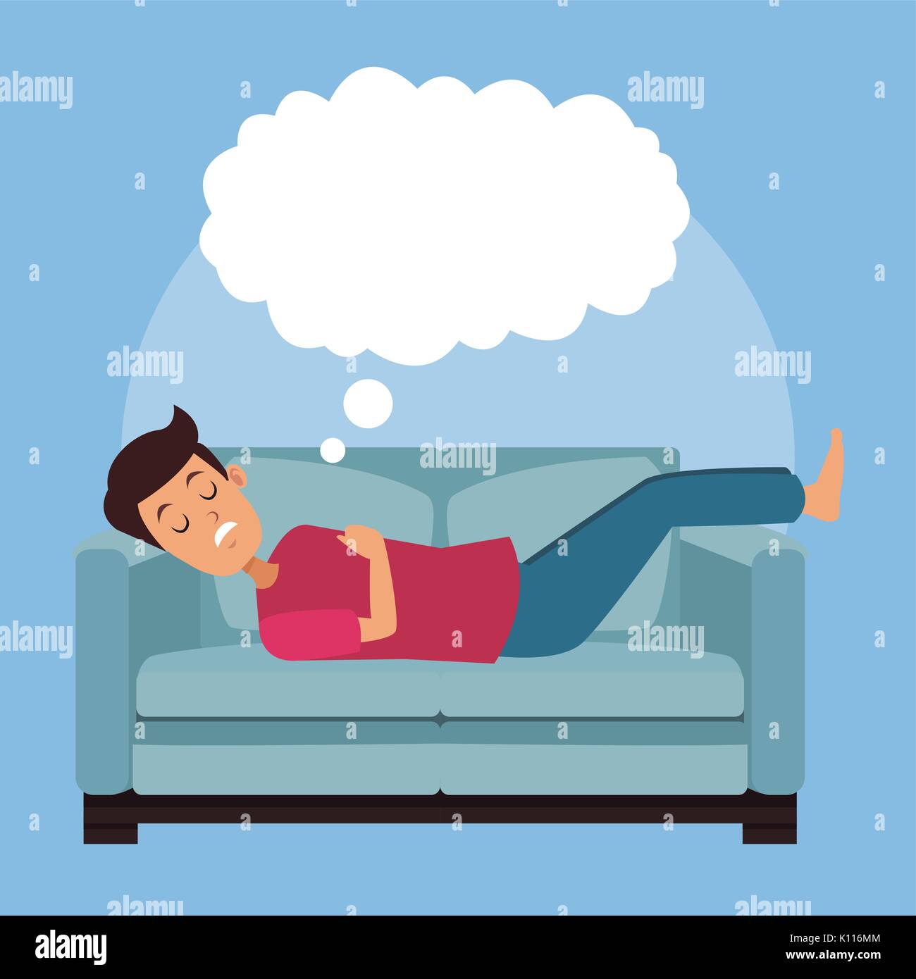 colorful scene guy sleep with in sofa with cloud callout Stock Vector ...