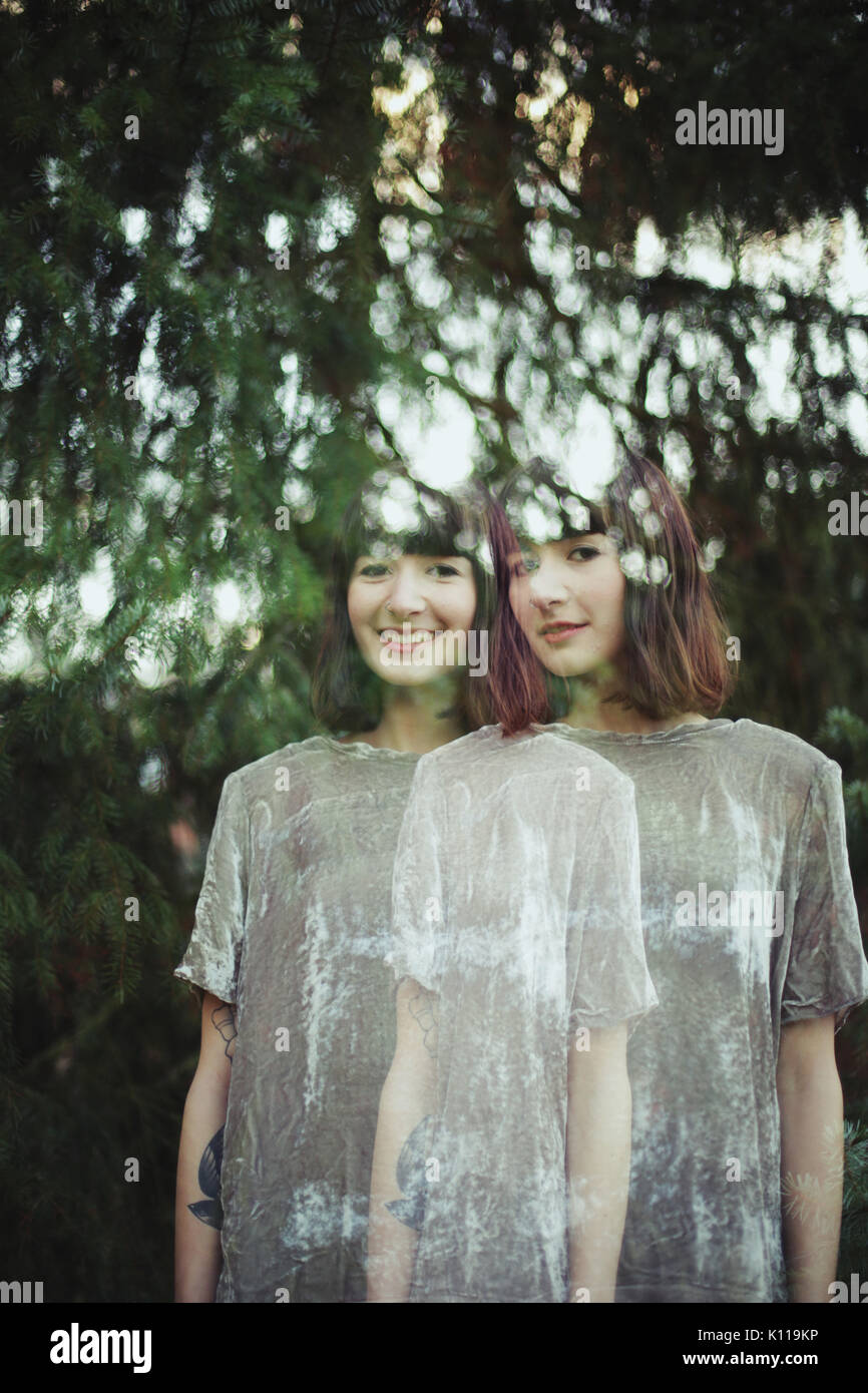 Teen portrait double exposure hi-res stock photography and images - Alamy