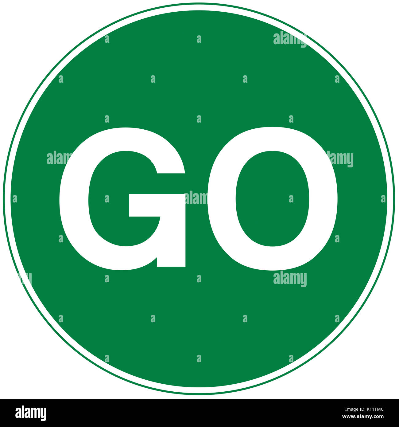 Manually operated temporary go road sign on white background Stock Photo