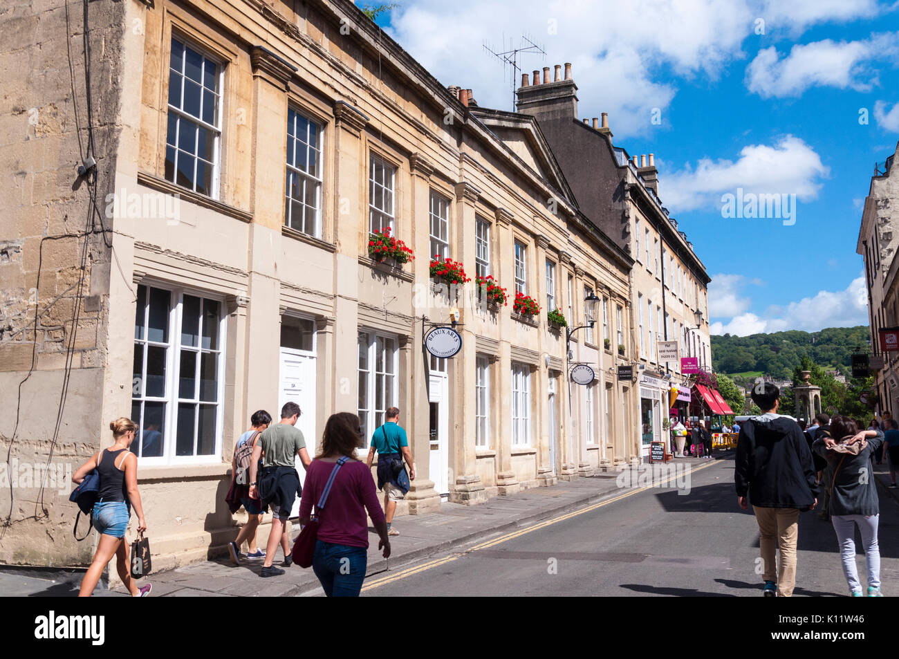 People pass by the Beaux Arts Gallery in Bath, Somerset UK. 1213 York