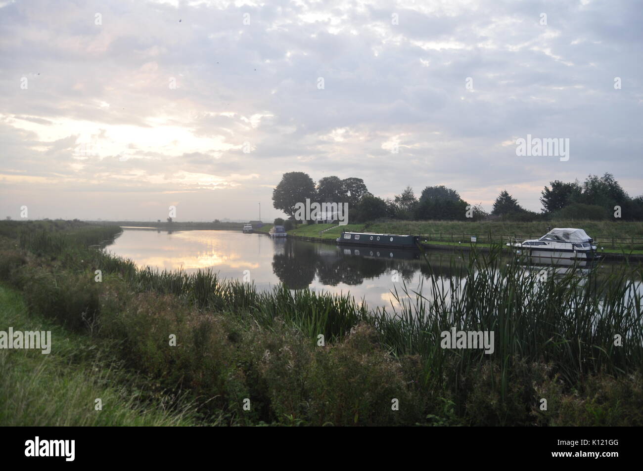 The River Great Ouse at Brandon Creek where it is joined by the River Little Ouse, on the Norfolk/Cambridgeshire border, Fenland UK Stock Photo