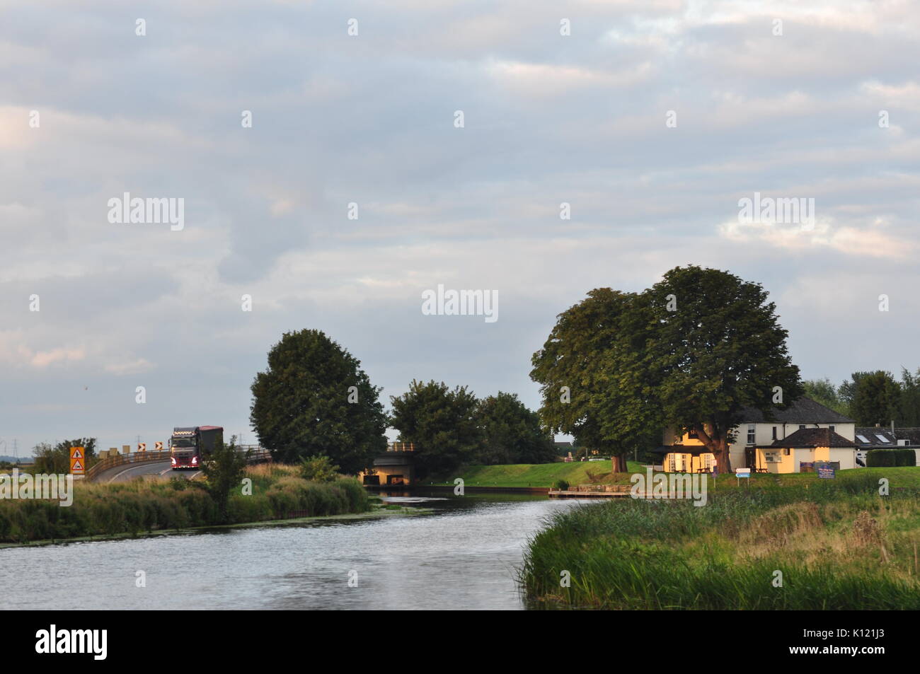 The River Great Ouse at Brandon Creek where it is joined by the River Little Ouse, on the Norfolk/Cambridgeshire border, Fenland UK Stock Photo