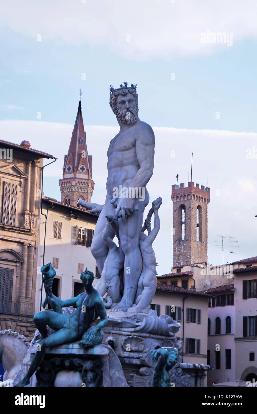 Fountain of Neptune by Bartolomeo Ammannati, Piazza Signoria, Florence, Italy Stock Photo