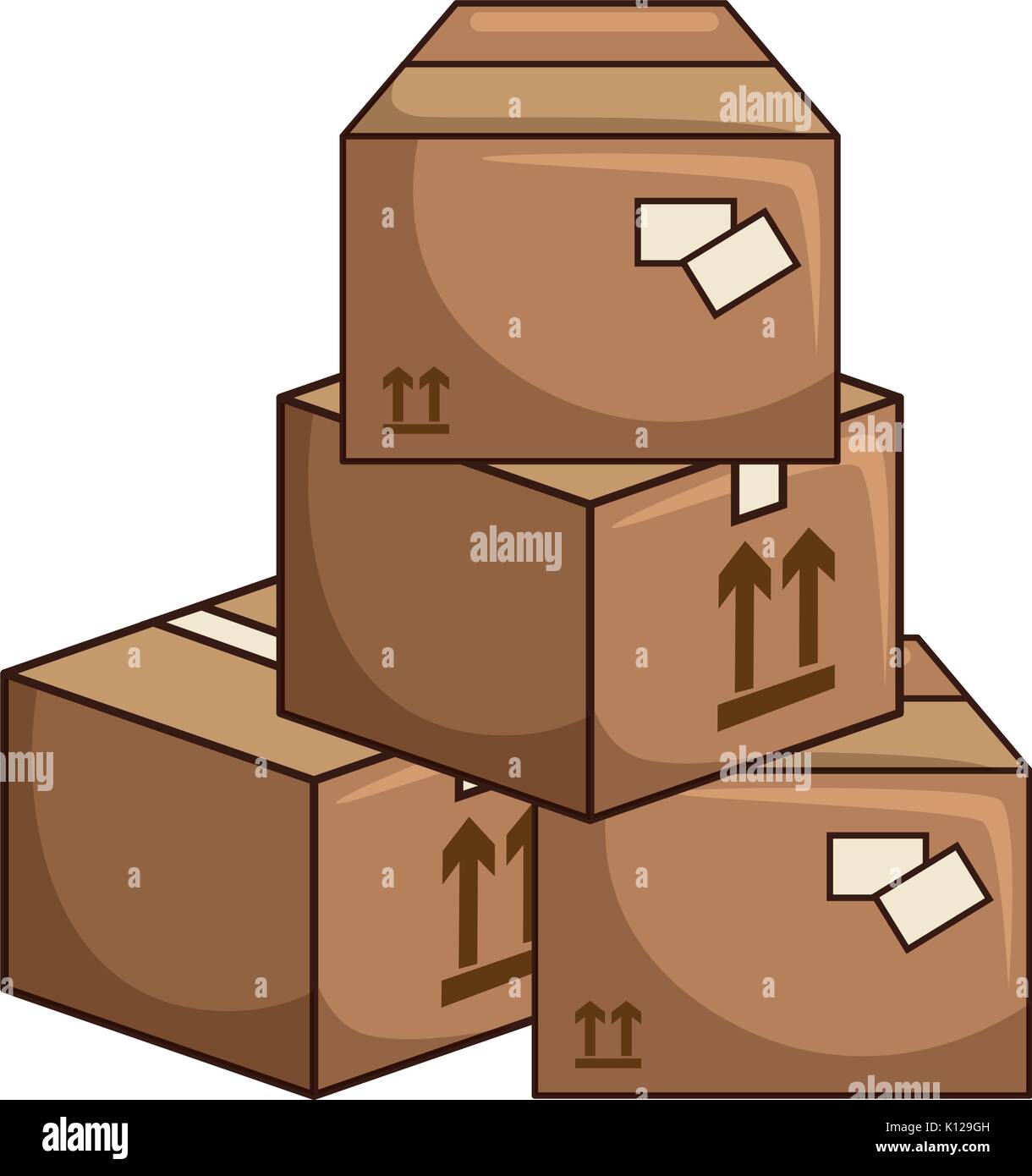 Delivery boxes piled up icon vector illustration graphic Stock Vector