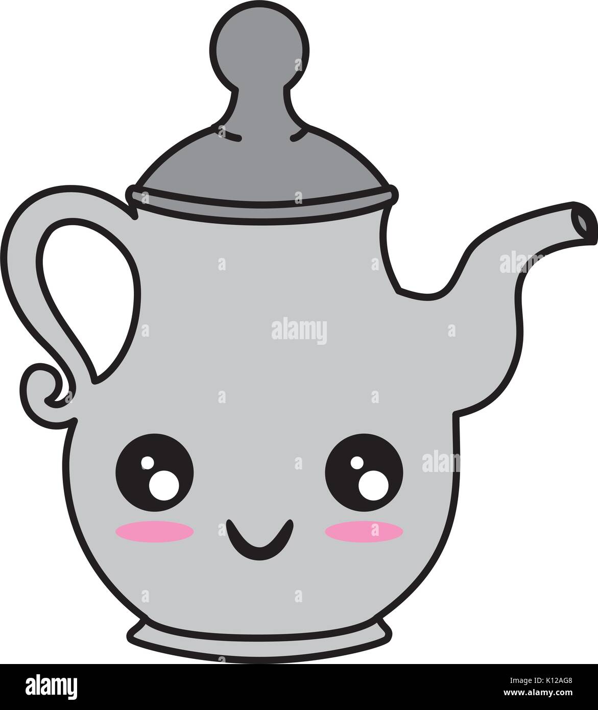 Cute teapot kitchenware kawaii cute cartoon Vector ilustration Stock