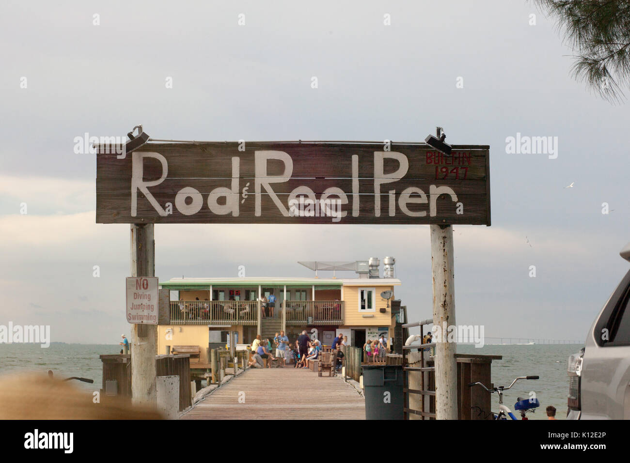Rod and Reel Pier and restaurant on Anna Maria Island, Florida. Stock Photo