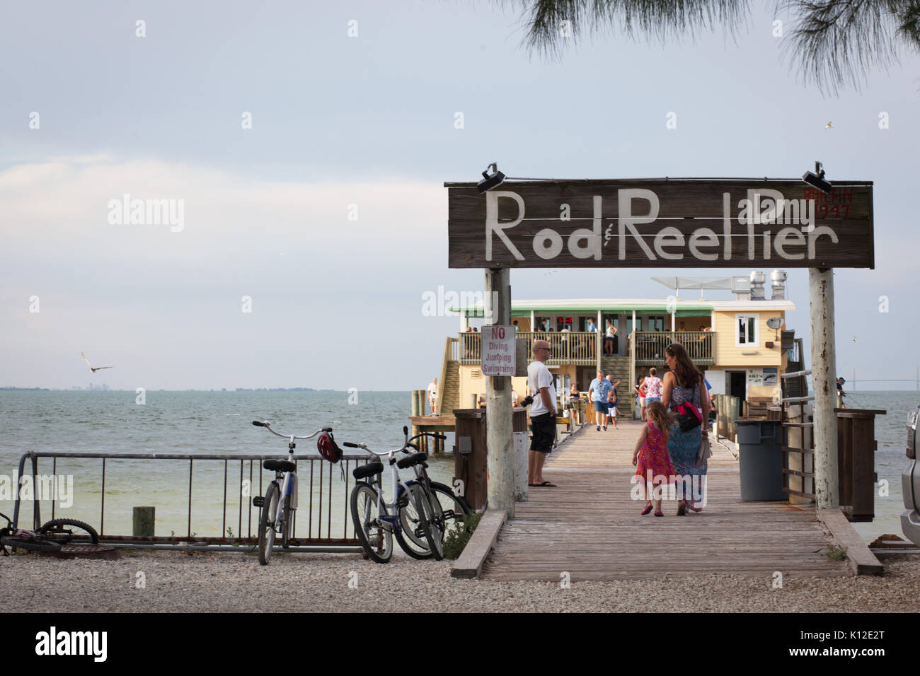 Rod and Reel Pier and restaurant on Anna Maria Island, Florida. Stock Photo