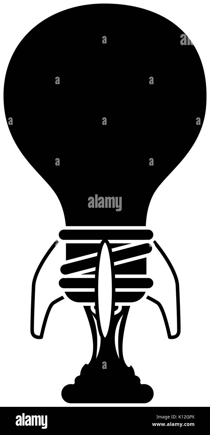 rocket with light bulb shape icon over white background vector ...